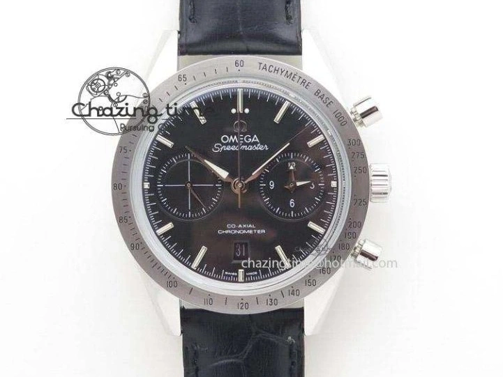 0205 Speedmaster ’57 SS Chrono AXF Best Edition RG Bezel Black Dial on Brown Leather Strap A Sustainable 8282